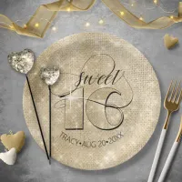 Glitter and Shine Sweet 16 Gold ID675 Paper Plates