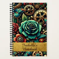 Beautiful Steampunk Themed Gears and Roses Notebook