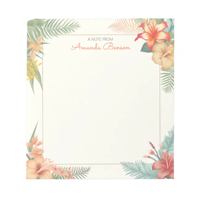 Watercolor Tropical Flowers & Leaves Nature Notepad