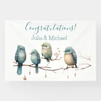 Whimsical Birds on Branches  Pastel Baby Shower Banner