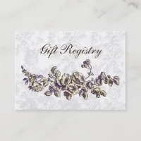 Ivory and Purple Vintage Floral Wedding Business Card