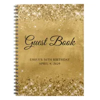 Glittery Gold 50th Birthday Guestbook Notebook