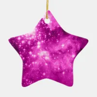 Pink Stars Ceramic Ornament