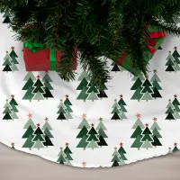 Cute Modern Rustic Christmas Trees Brushed Polyester Tree Skirt