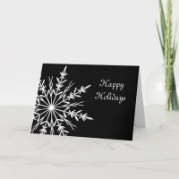 Snowflake on Black Business Christmas Holiday Card