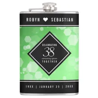 Elegant 38th Emerald Wedding Anniversary Flask