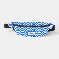 Monogram Blue White Wavy Stripes Psychedelic Fanny Pack