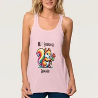 Hot Squirrel Summer | Squirrel Pun Pixel Art Tank Top