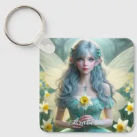 Beautiful March Fairy in Daffodils Keychain