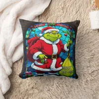 The Grinch steals Christmas under starlit night Throw Pillow