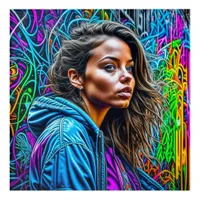 Pretty Graffiti Street Art Colorful Woman