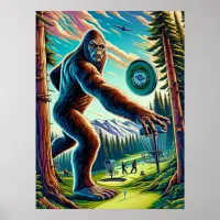 Disc Golf Bigfoot in the Woods Poster