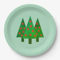 Bright Christmas Grove on Green Paper Plates