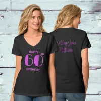 Happy 60th Birthday Hot Pink Name Black T-Shirt