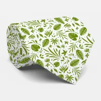 Exotic Jungle Green Leaf Print Neck Tie