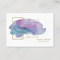 *~* Gold Chic Geometric Purple Magenta Watercolor Business Card