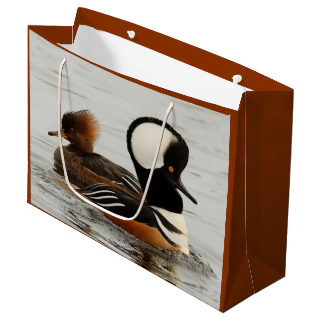 A Meeting of Hooded Mergansers Large Gift Bag