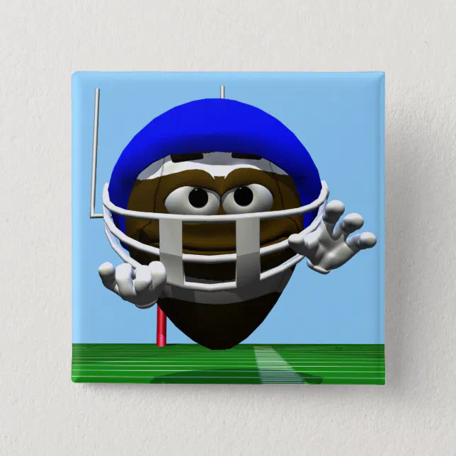 Funny Cartoon Football in a Helmet Button