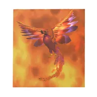 Colorful Phoenix Flying Against a Fiery Background Notepad