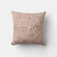 Abstract Rose Gold Monogram Throw Pillow