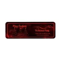 Merry Christmas Trees Burgundy Returned Address Label