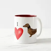 I Love My Dachshund Red Heart Two-Tone Coffee Mug