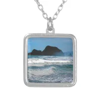 Hawaiian Coastal Island Ocean Tropical Paradise Silver Plated Necklace