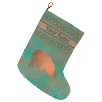 Southwest Cute Javelina Momma Personalized Large Christmas Stocking