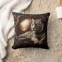 Bengal Tiger Relaxing in Woodland at Dusk Throw Pillow