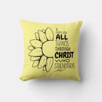 I Can Do All Things Through Christ Daisy Throw Pillow