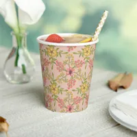 Spring Bloom Floral Pretty Party Shower Boho Pink Paper Cups