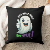 Funny Hey Boo-tiful! Cute Winking Ghost Throw Pillow