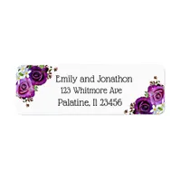 Purple Roses Floral Return Address Label