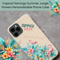 Tropical Jungle Summer 2024 Flamingo Slogan Case-Mate iPhone 14 Case