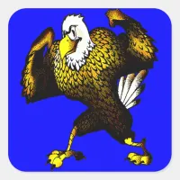 Cartoon Fighting Eagle Square Sticker