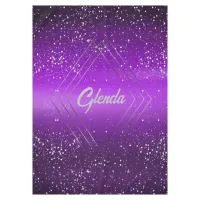 Modern Purple Brushed Metal with Silver Monogram | Tablecloth