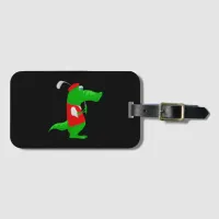 Crocodile Cartoon Golfer on Bag Tag Biz Card Slot