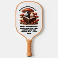 Funny Guinea Pigs Reading Under Red Mushrooms Pickleball Paddle