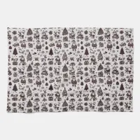 Sepia Christmas Pattern Kitchen Towel