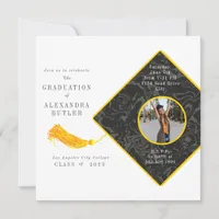 Gold Tassel Photo Script Class of 23 Graduation Invitation