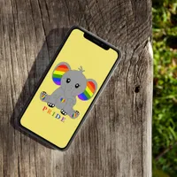 LGBTQ gay pride - cute elephant with rainbow flag iPhone X Case