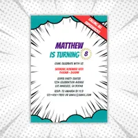 Superhero Comic Book Birthday Party Invitation