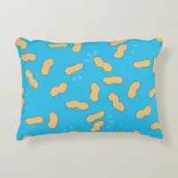 Pop Art Peanut Cartoon Blue Accent Pillow