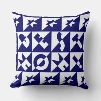 Best Mom Blue with White Pattern and Stars Throw Pillow