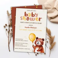 Beary Cute Ballon Bear Baby Shower  Invitation