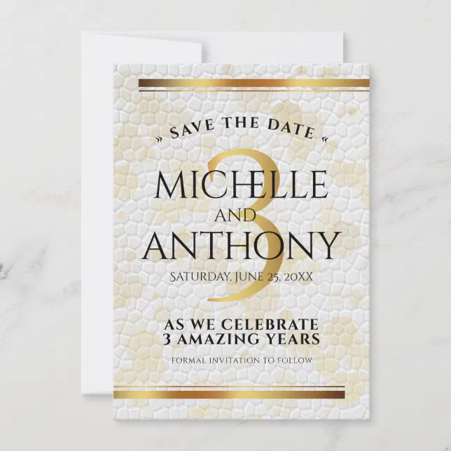 Elegant 3rd Leather Wedding Anniversary Save The Date