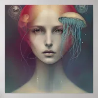 Jellyfish Fantasy Woman Poster