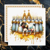 Eight Maids a Milking | Twelve Days of Christmas Holiday Card