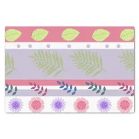 Cute Girly Pastel Stripes Floral Leaves Pattern Tissue Paper