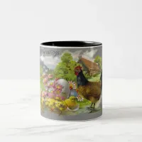 Vintage Easter Chicks and Rooster Mug